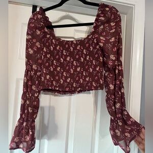 Wild Fable Burgundy Floral Blouse NWOT